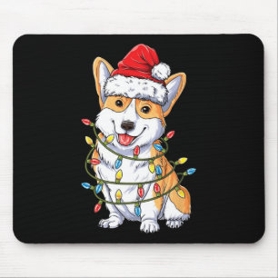 Tapis De Souris Corgi Père Noël Christmas Tree Lights Noël