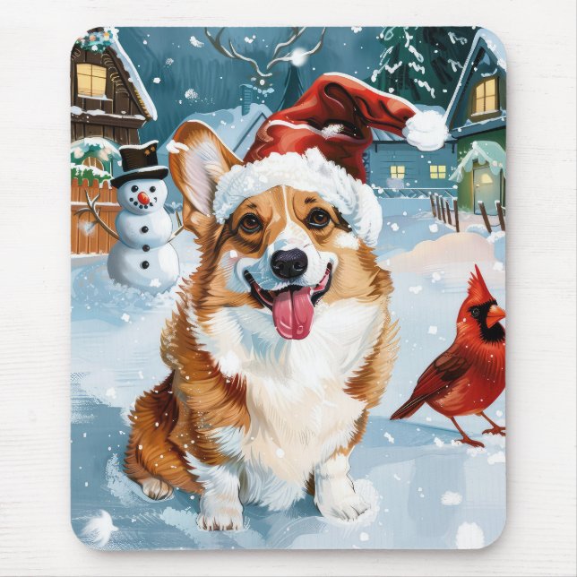 Tapis De Souris Corgi Winter Wonderland Christmas Joy (Devant)
