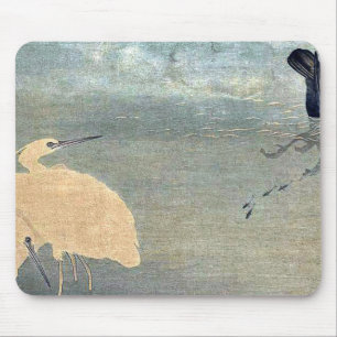 Tapis De Souris Cormorant et héron blanc par Kitagawa, Utamaro
