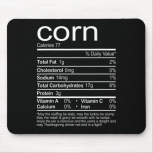 Tapis De Souris Corn Nutrition Facts Drôle Nourriture Thanksgiving