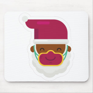 Tapis De Souris coronavirus masque visage noir père Noël