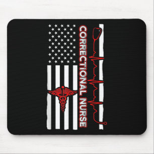 Tapis De Souris Correctional Nurse USA Flag Nursing RN
