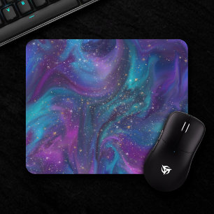 Tapis De Souris Cosmic Ink   Turquoise Blue Purple Galaxy Nebula