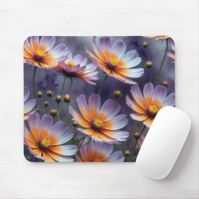 Tapis De Souris Cosmos Abstrait Orange et Violet (Avec souris)