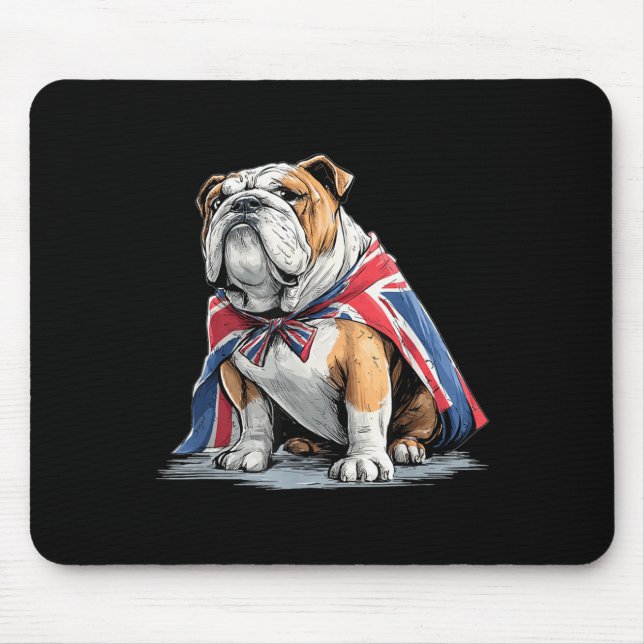 Tapis De Souris Costume cool Bulldog En Couleurs Britanniques (Devant)