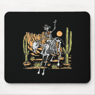 Tapis De Souris Costume de cavalier de cowboy squelette à cheval p