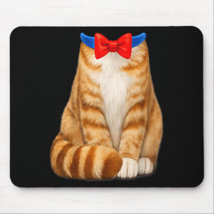 Tapis De Souris Costume de chat orange nœud papillon tabby mignon