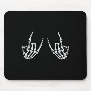 Tapis De Souris Costume de Halloween Squelette Rock Signe de la Ma