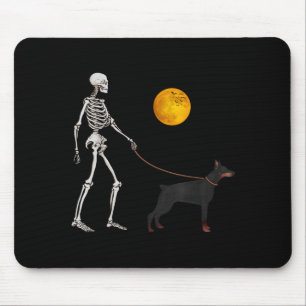 Tapis De Souris Costume d'Halloween Chien Doberman Squelette March