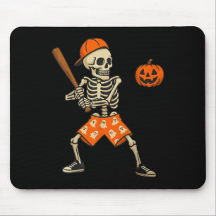 Tapis De Souris Costume d'Halloween de baseball de squelette drôle
