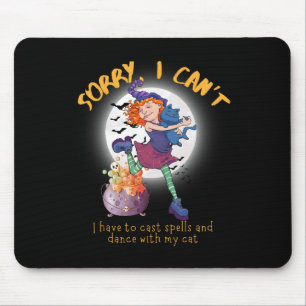Tapis De Souris Costume sorcier chat en danse mignonne Halloween