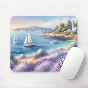 Tapis De Souris Côte de Lavande Méditerranéenne avec Voiliers