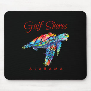 Tapis De Souris Côte du Golfe Alabama Aquarelle Tortue de mer
