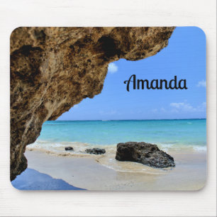 Tapis De Souris Côte tropicale de plage avec un Big Rock