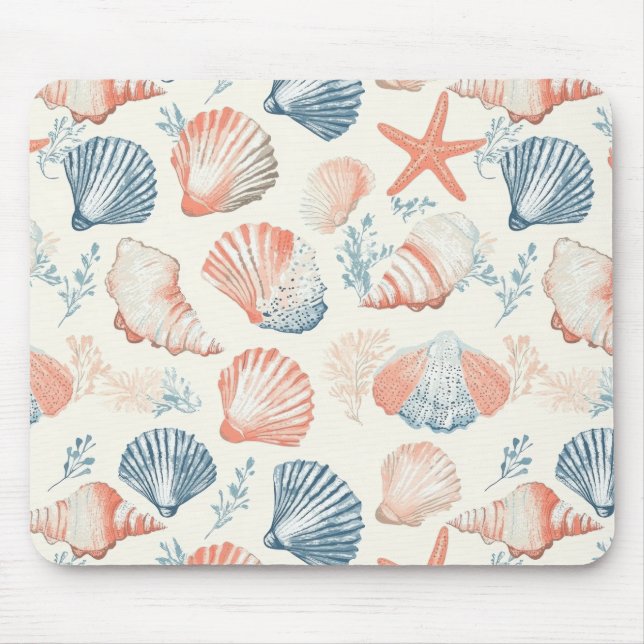 Tapis De Souris Côtière rustique - Coquillages, Starfish, Reef (23 (Devant)