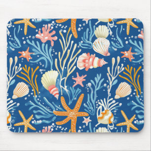 Tapis De Souris Côtière rustique - Coquillages, Starfish, Reef (26