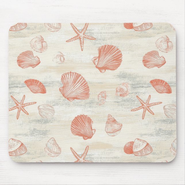 Tapis De Souris Côtière rustique - Coquillages, Starfish, Reef (29 (Devant)