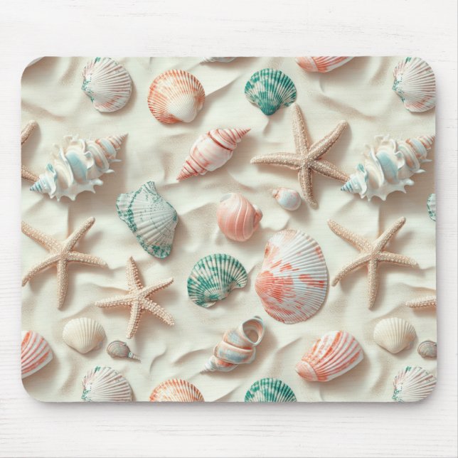 Tapis De Souris Côtière rustique - Coquillages, Starfish, Reef (33 (Devant)