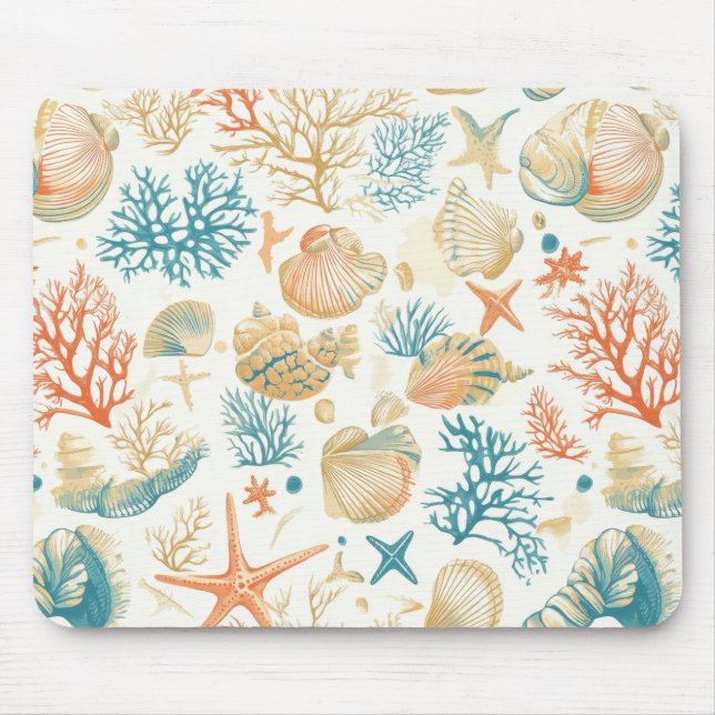 Tapis De Souris Côtière rustique - Coquillages, Starfish, Reef (9) (Devant)