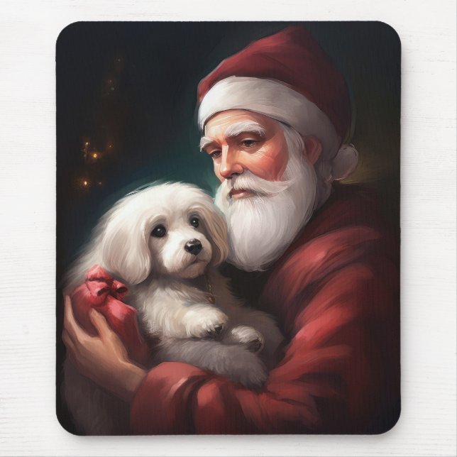 Tapis De Souris Coton De Tulear Avec Noël Du Père Noël (Devant)