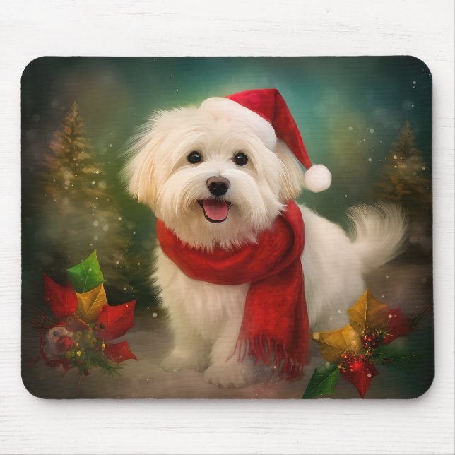 Tapis De Souris Coton De Tulear Chien dans la neige Noël (Devant)
