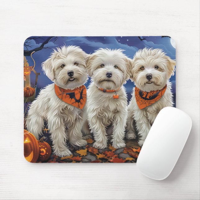 Tapis De Souris Coton De Tulear Halloween Éffrayant (Avec souris)