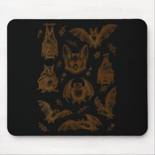 Tapis De Souris Cottagecore féminin chauves-souris vintage gravure