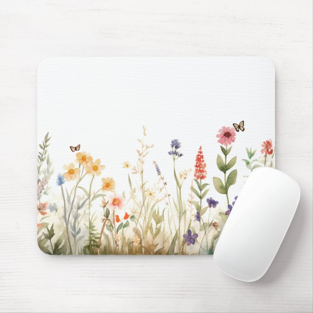 Tapis De Souris Cottagecore Fleur sauvage Deskmat Vintage Floral (Avec souris)