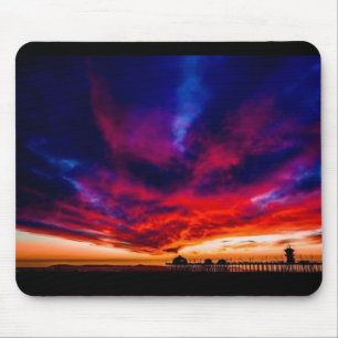 Tapis De Souris Coucher de soleil à la jetée, Huntington Beach, CA