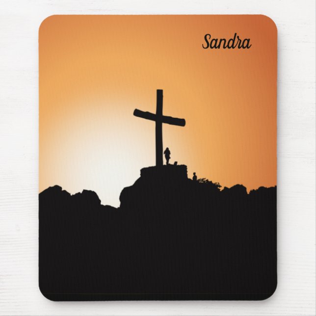 Tapis de souris coucher de soleil croix religieuse (Devant)
