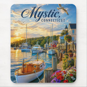 Tapis De Souris Coucher de soleil dans le port de Mystic, Connecti