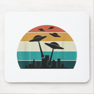 Tapis De Souris Coucher de soleil d'attaque UFO rétro - Sauc volan