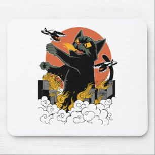 Tapis De Souris Coucher de soleil de catzilla japonaise noir - Cli