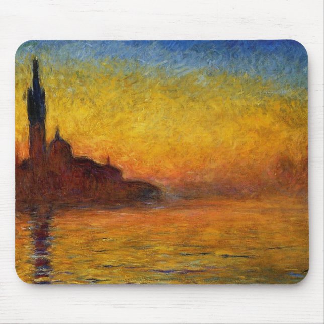 Tapis De Souris Coucher de soleil de Monet Venise Impressionnisme  (Devant)