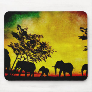 Tapis De Souris Coucher de soleil des éléphants
