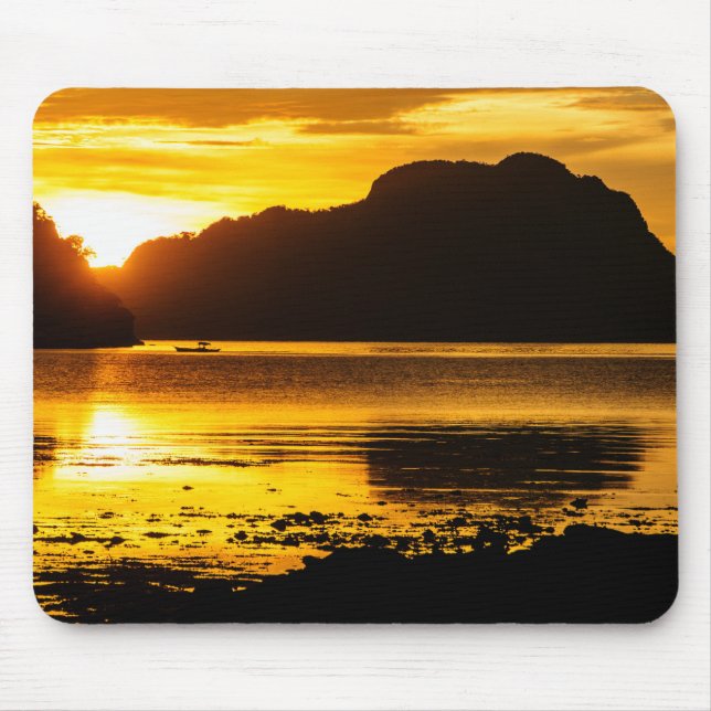 Tapis De Souris Coucher de soleil doré sur la baie (Devant)