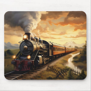 Tapis De Souris Coucher de soleil et train