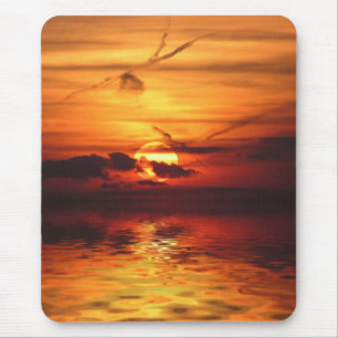 Tapis de souris Coucher de soleil liquide doré