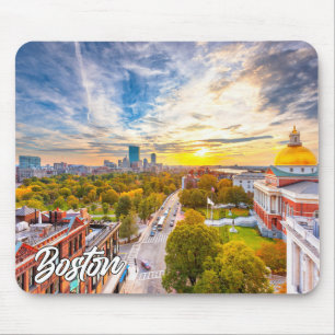 Tapis De Souris Coucher de soleil magnifique sur Boston, Massachus