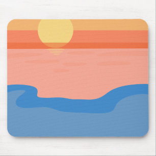 Tapis De Souris Coucher de soleil minimaliste rétro orange