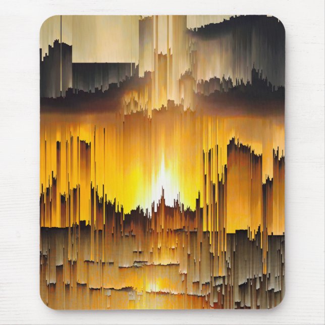 Tapis De Souris Coucher de soleil numérique abstrait avec bogue (Devant)