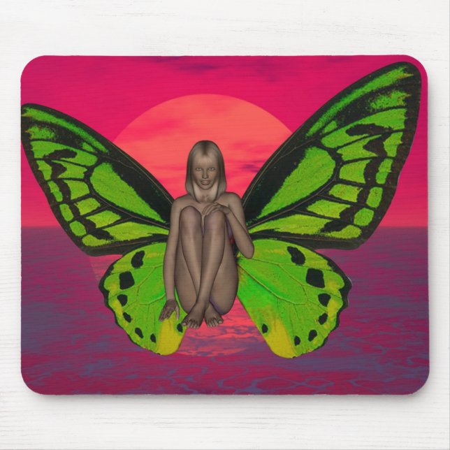 Tapis De Souris Coucher de soleil papillon (Devant)