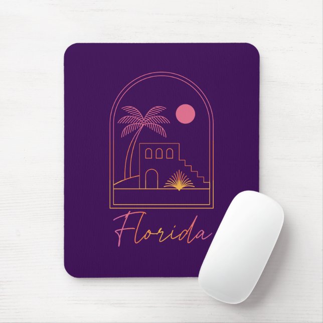 Tapis De Souris Coucher de soleil rétro ambiance Floride (Avec souris)