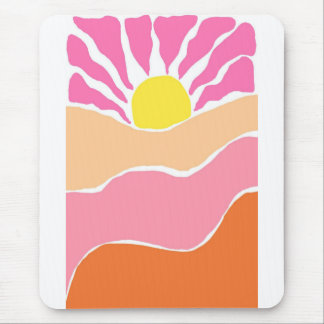 Tapis De Souris Coucher de soleil rose pâle et orange bohème