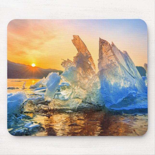 Tapis De Souris Coucher de soleil sur glace (Devant)