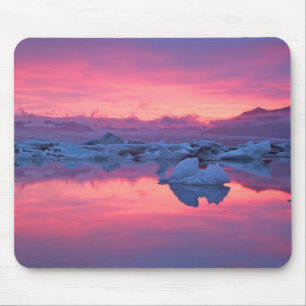 Tapis De Souris Coucher de soleil sur la lagune du glacier Jokulsa