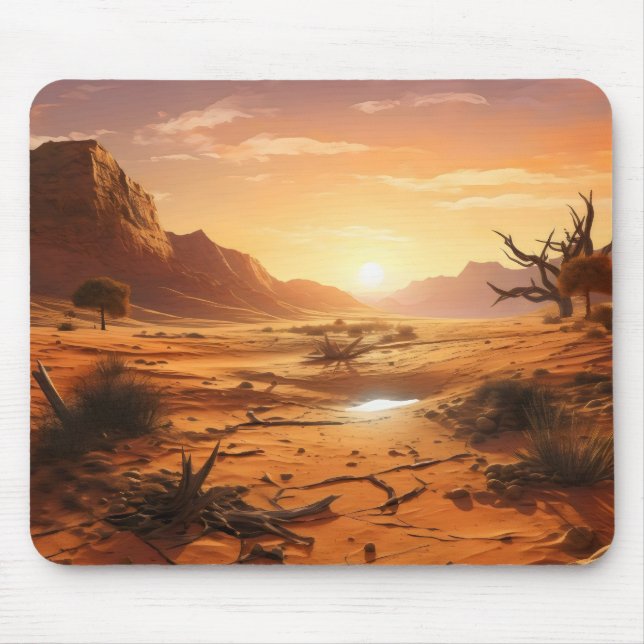 Tapis De Souris Coucher de soleil sur le désert (Devant)