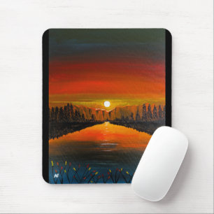 Tapis De Souris Coucher de soleil sur le lac Canyon, peinture d'Al