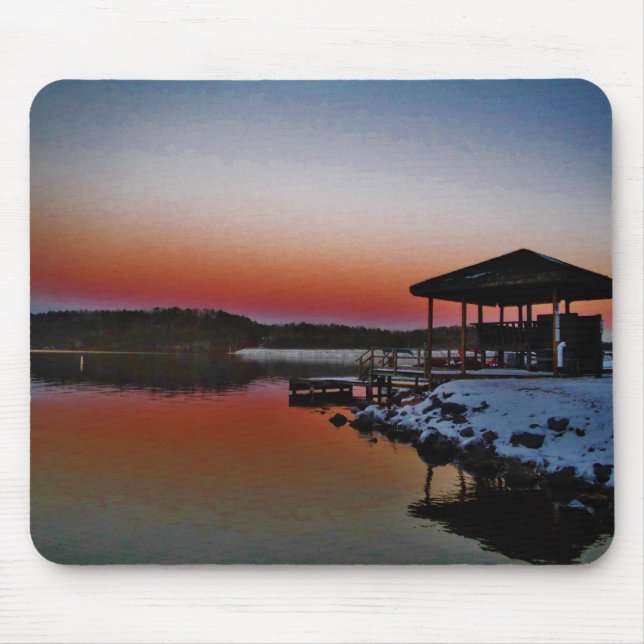 Tapis De Souris Coucher de soleil sur le quai du lac Arrowhead (Devant)