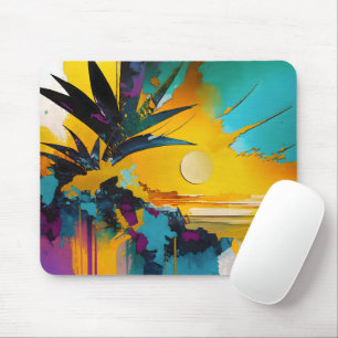 Tapis De Souris Coucher de soleil tropical – Art côtier abstrait